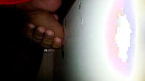 Glory hole cock sucking with cum swallow..