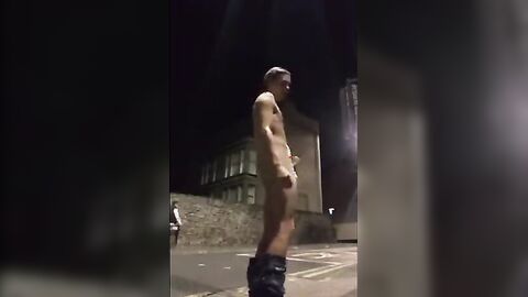 Guy Exhibitionist showing it all on busy streets