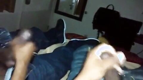 Str8 buddies jerking together watching porn
