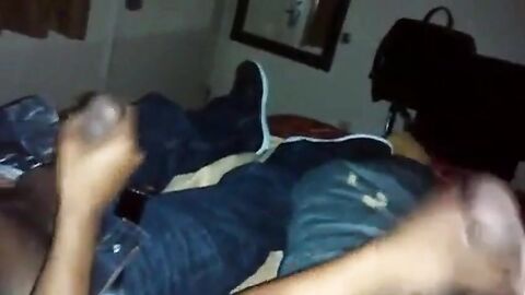 Str8 buddies jerking together watching porn
