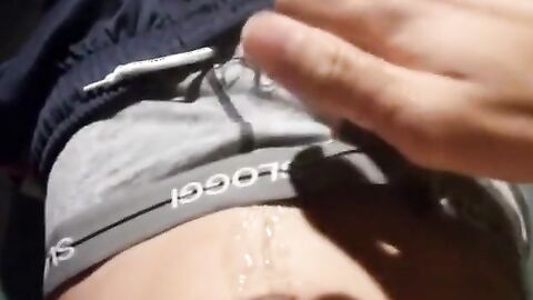 Twink Plays with His Huge Load After Intense Masturbation Solo