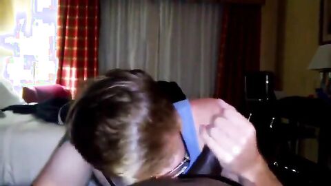 Big Black Cock Gets Serviced by a Hungry White Mouth