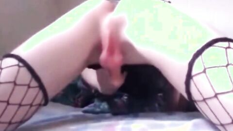 Sissy in Fishnet: Amateur Crossdresser Twink Humping