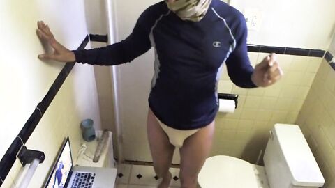 Black Twink's Thong Bathroom Adventure
