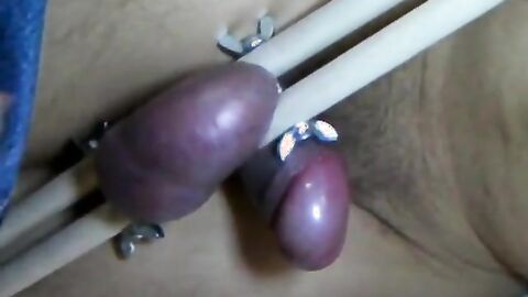 Painful Ballbusting: Amateur Asian BDSM Masturbation