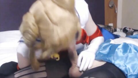 Crossdressing Sailor Scouts Blowjob and Handjob
