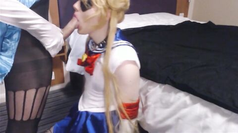 Crossdressing Sailor Scouts Blowjob and Handjob