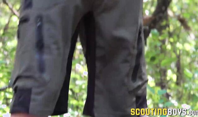 Skinny twink zippers up the tent for a hot banging