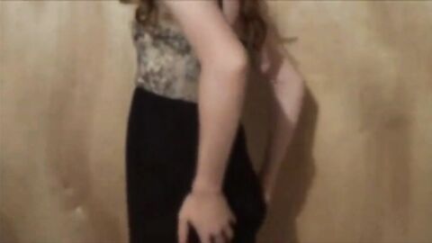 Twink Crossdresser Strips in Dress and Panties