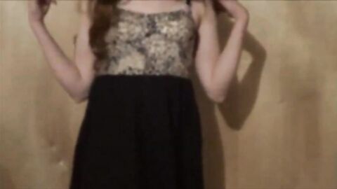 Twink Crossdresser Strips in Dress and Panties