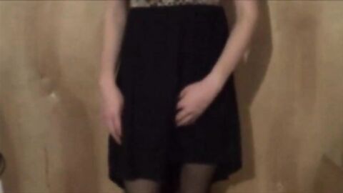 Twink Crossdresser Strips in Dress and Panties