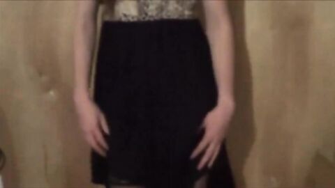 Twink Crossdresser Strips in Dress and Panties
