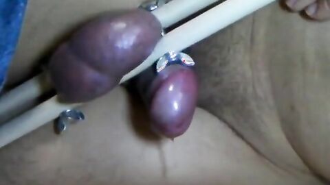 Painful Ballbusting: Amateur Asian BDSM Masturbation