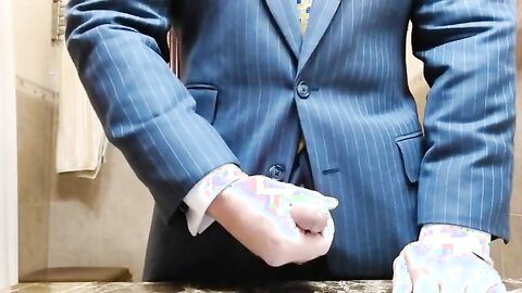 Big-Cock Daddy Strokes in Suit