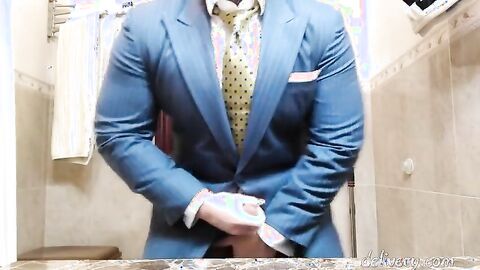 Big-Cock Daddy Strokes in Suit