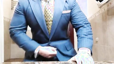 Big-Cock Daddy Strokes in Suit