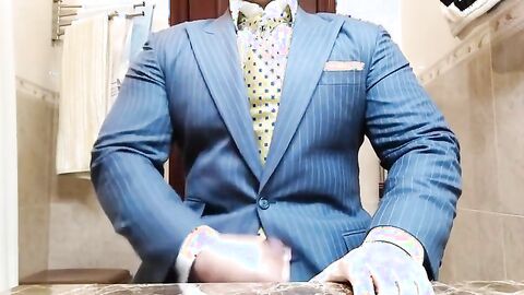 Big-Cock Daddy Strokes in Suit