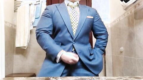 Big-Cock Daddy Strokes in Suit
