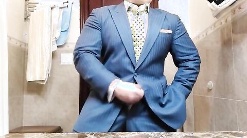 Big-Cock Daddy Strokes in Suit