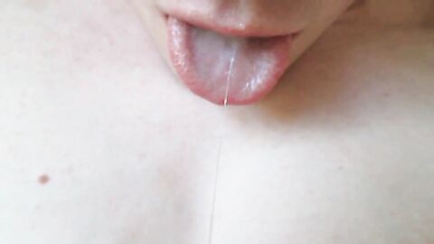 Amateur Creamy Close-Up: Slow-Mo Cum Swallowing!