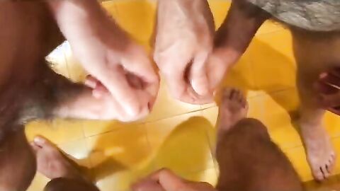 Three Amateur Studs Masturbate Together
