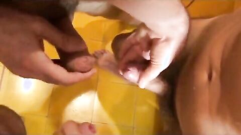 Three Amateur Studs Masturbate Together