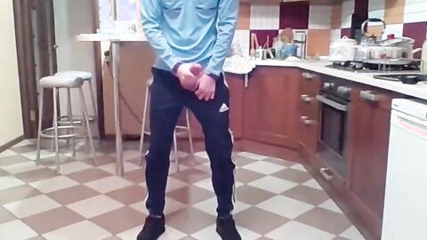 Cumming in my New Kitchen with my Big Cock
