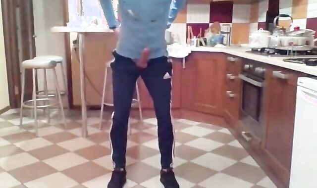 Cumming in my New Kitchen with my Big Cock