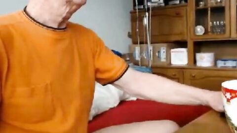 Grandpa Strokes His Big Cock on Webcam