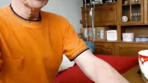 Grandpa Strokes His Big Cock on Webcam