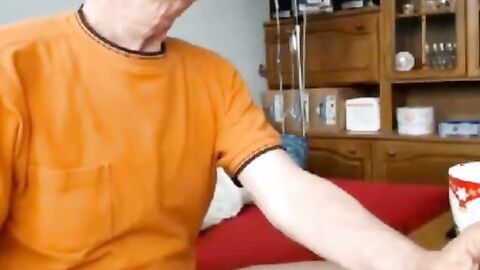 Grandpa Strokes His Big Cock on Webcam