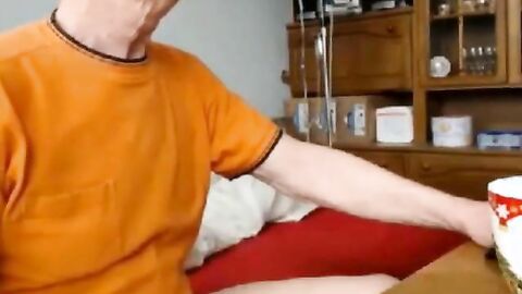 Grandpa Strokes His Big Cock on Webcam