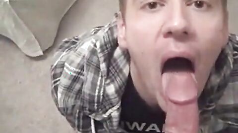 Big-Cock Blowjob - Cum Shot on Tongue