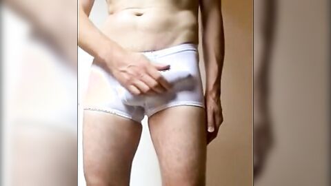 Big Cock Bulge in See-Through Lycra Underwear