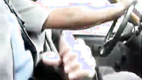 Military Man Strokes in the Cab