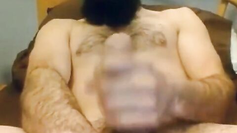 Bearded Gay Daddy Strokes and Cums on Webcam