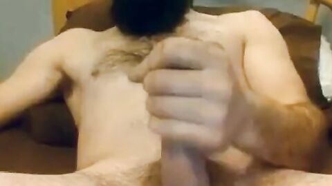 Bearded Gay Daddy Strokes and Cums on Webcam