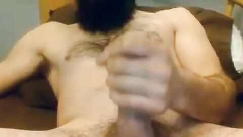 Bearded Gay Daddy Strokes and Cums on Webcam