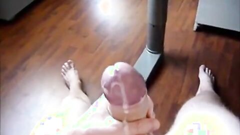 Uncircumcised Man Strokes His Huge-Headed Cock