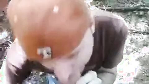 Twink blows big-cocked worker outdoors