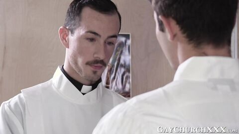 Holy father cant help himself and cums a lot on my face