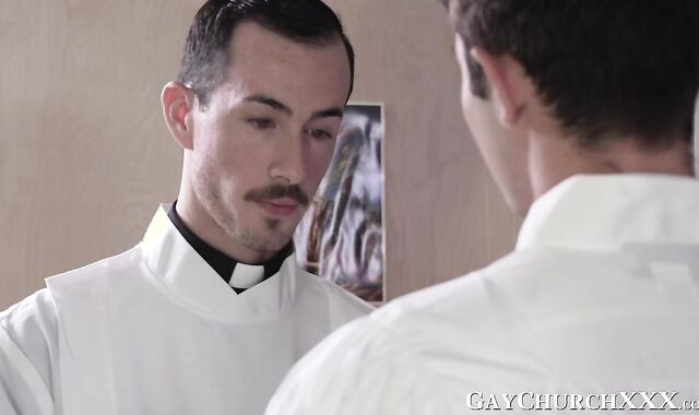 Holy father cant help himself and cums a lot on my face