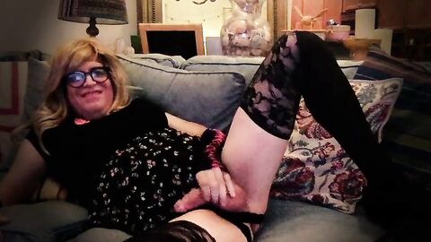 Big-Cock Crossdresser Erika69tv Strips, Strokes, and Cums on Cam