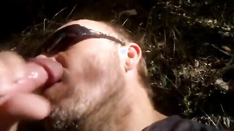 Big-Cock Blowjob in the Woods with a Buddy