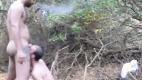 Bareback Fuck in the Woods with a Smoking Hottie
