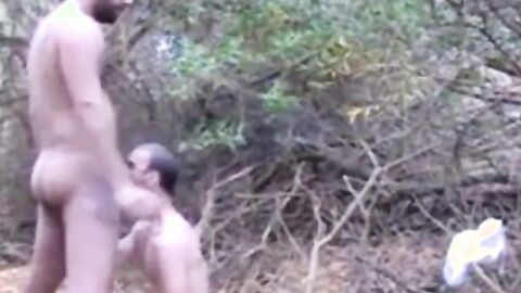 Bareback Fuck in the Woods with a Smoking Hottie