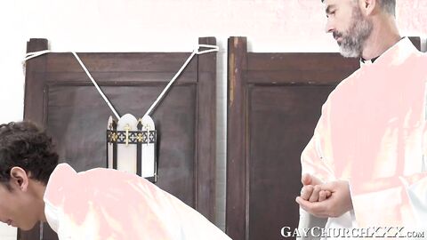 Innocent looking seminarian learns how to satisfy the priest