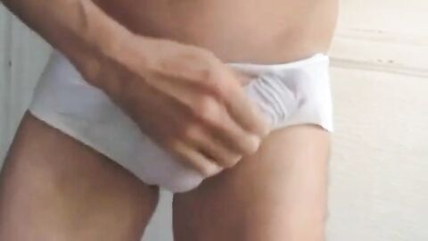 Big Cock Bulging Out of Briefs
