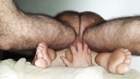 Hairy Daddy Breeds Boy from Below