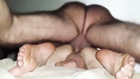Hairy Daddy Breeds Boy from Below